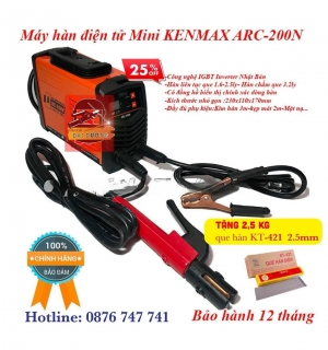 Máy hàn điện tử KENMAX ARC-200N, hàn que 2.5 mm | Mua 1 tặng 1|